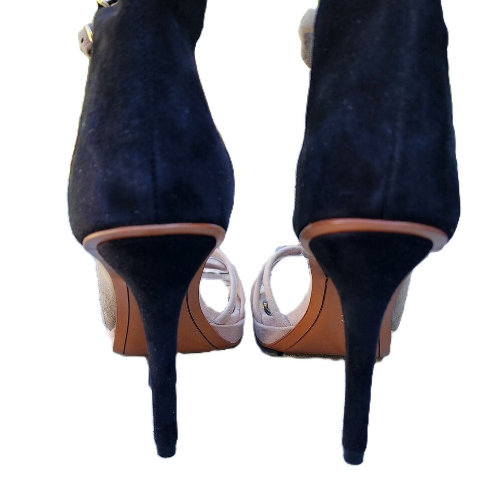 10 Crosby Derek Lam Jules Colorblock Suede Ankle Strap Heels 9.5 - Picture 10 of 12